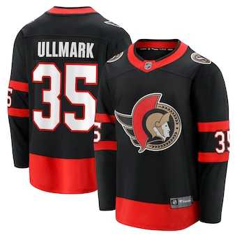 Mens Ottawa Senators #35 Linus Ullmark Fanatics Black Home Premier Breakaway Player Jersey Dzhi